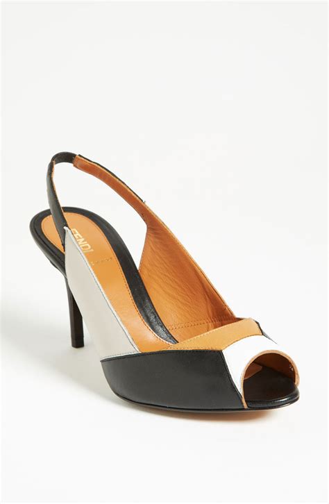 fendi peep toe pump|Fendi slingback pumps.